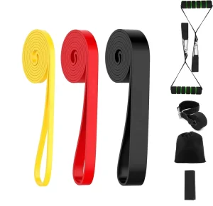 Zakerda Latex Rubber Pull Resistance Bands Handles High Resistance 8-115lbs Strength Level for Gym Fitness Exercise Body